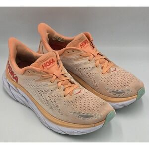 Hoka One One Clifton 8 Women's 9.5B Orange Athletic Running Shoes Sneakers
